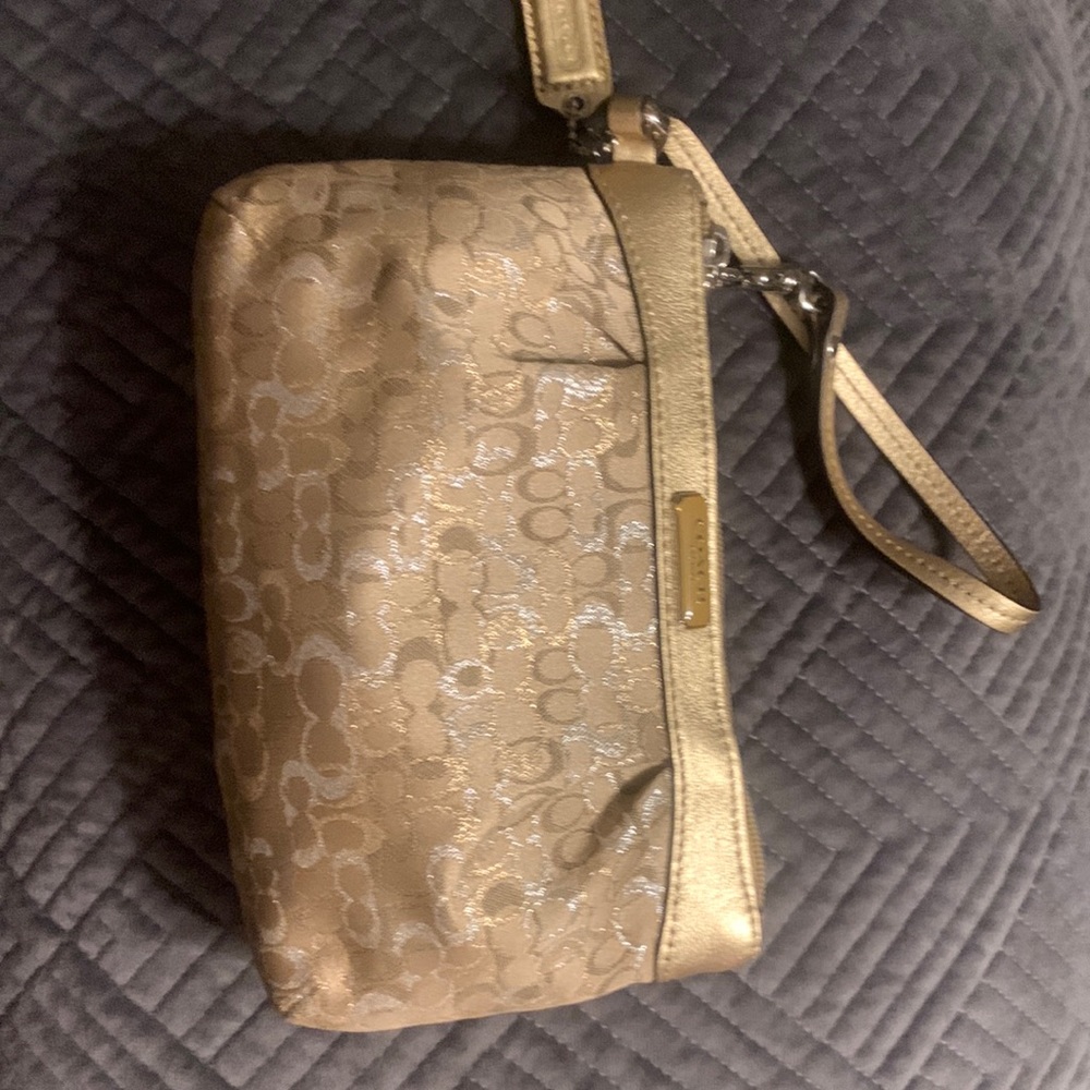 Coach Gold Shimmer Wristlet - never used, perfect condition!